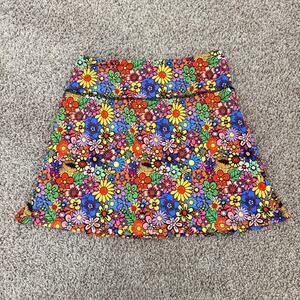 Fulbelle Skort 60s 70s Groovy Flower Power Hippie Peace Love Women's Small